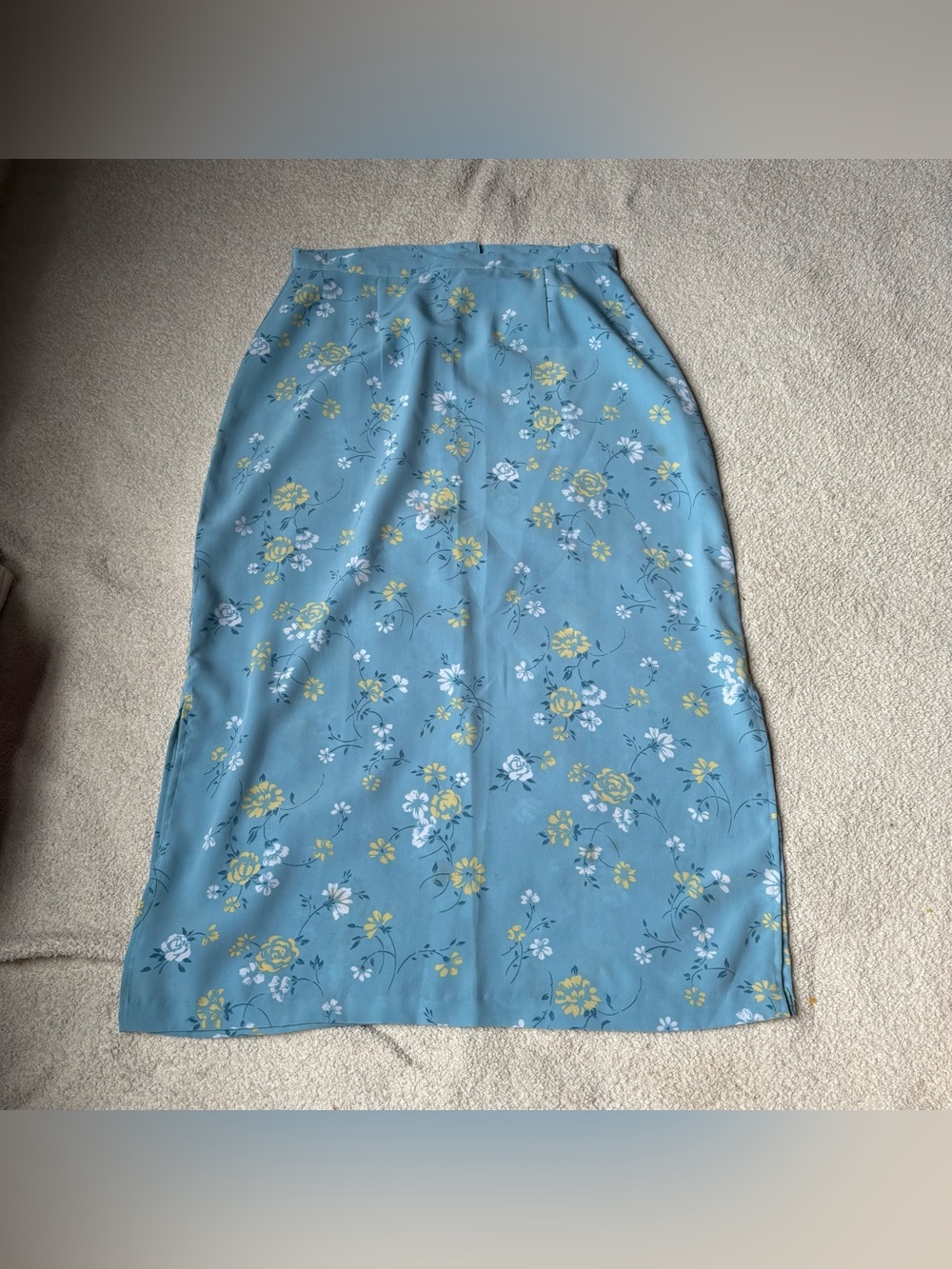 Christopher & Banks Floral Midi Skirt Blue Yellow White Size 4